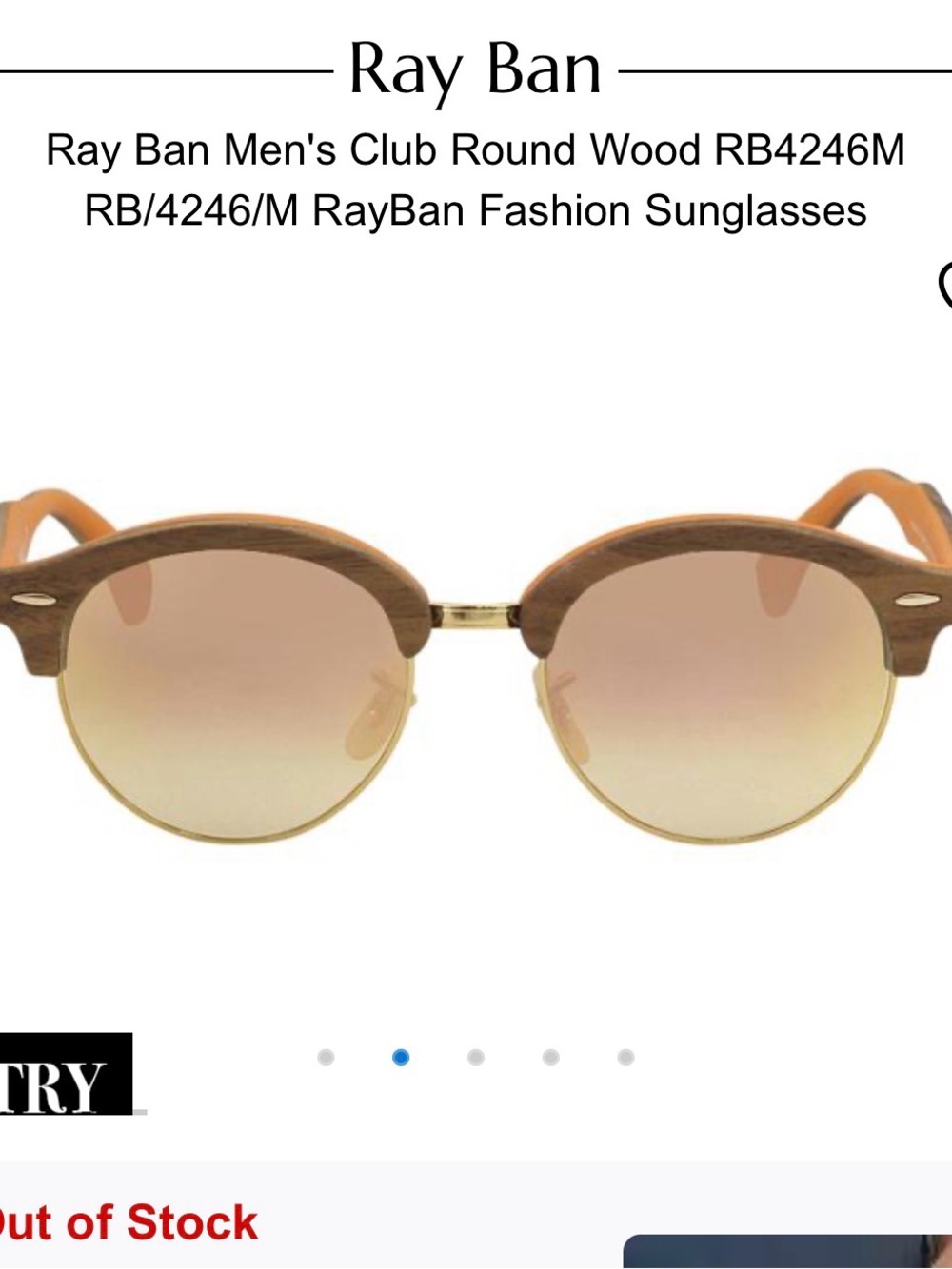 Ray-Ban Women's Round Gold Frame Sunglasses with Copper/Pink Gradient Lenses - Picture 11 of 12